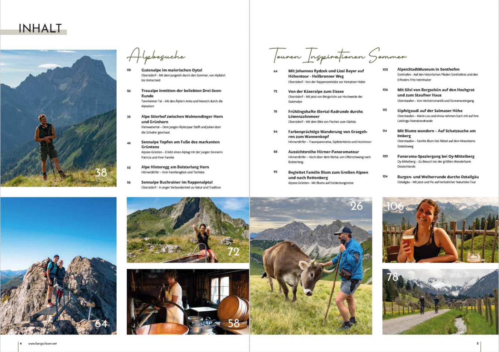 Inhaltsverzeichnis der Bergschön-Ausgabe 2023, Seiten 4 und 5